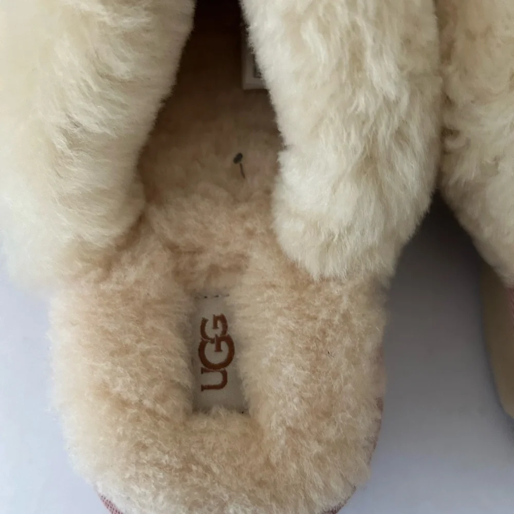 NEW UGG Cozy II Genuine Metallic Glitter Slippers in Rose Gold size 4.